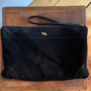Emma Fox, large, black, suede wristlet